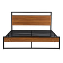 Queen Size Metal Platform Bed Frame with Sockets, USB Ports and Slat Support ,No Box Spring Needed Black