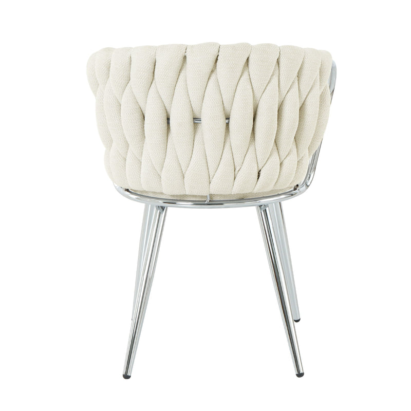 Modern Simple Linen Dining Chair With Plated Metal Legs (Set of 2)