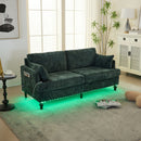 Chenille 2 Seater Sofa With LED Light, USB Charging Port, And Storage Bag