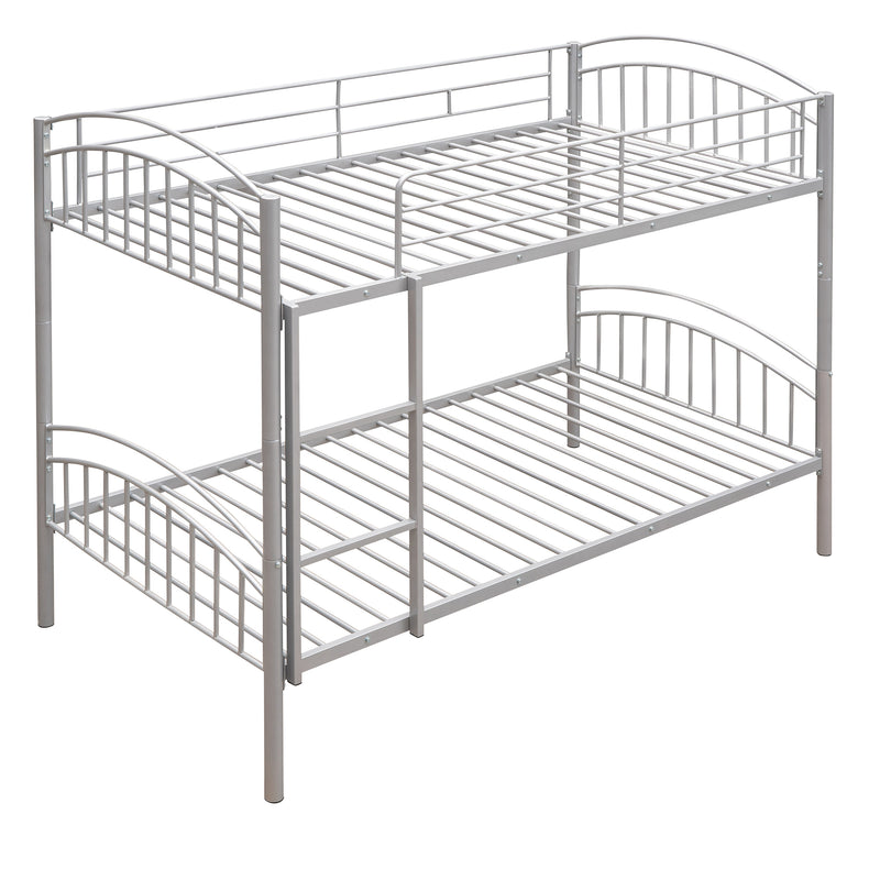 Twin Over Twin Metal Bunk Bed,Divided into Two Beds(Silver){OLD SKU:MF280424AAN}