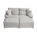Double Chaise Lounge Set With Reversible Storage Ottomans, USB Port