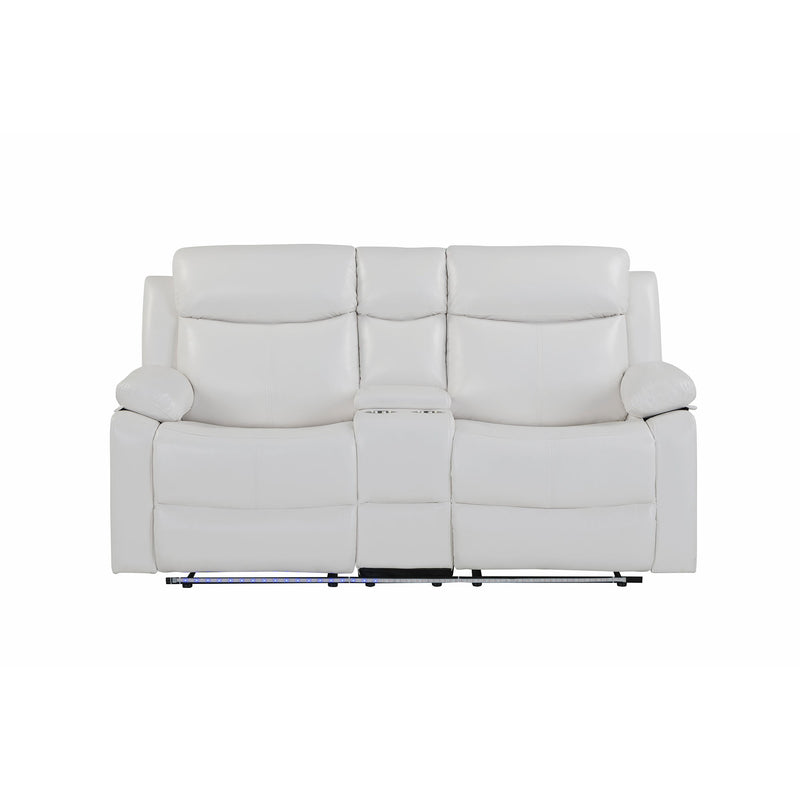 Blanche - Reclining Loveseat With LED Lights And Built In Speakers - White