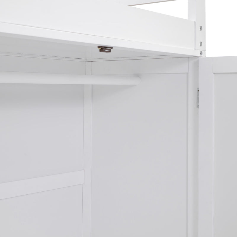 Loft Bed With Drawers, Desk, And Wardrobe