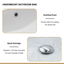 European Style White Ceramic Rectangular Undermount Bathroom Sink With Overflow