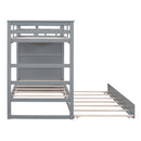Twin Over Twin Bunk Bed with Trundle and Staircase,Gray(OLD SKU:LT000068AAE)