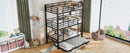 Metal Twin Size Triple Bunk Bed With Trundle, Black