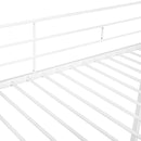Twin Over Twin Bunk Bed Metal Bed with Half Roof, Guardrail and Ladder White