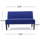 Contemporary Loveseat With Upholstered Fabric And Birch Wood Legs