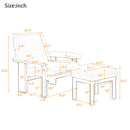 Modern Accent Chair With Ottoman, Mid Century Lounge Chair With Footrest, Comfy Fabric Armchair Upholstered Set With Solid Wood Frame For Living Room - White