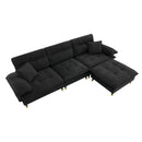L Shaped Convertible Sectional Sofa 4 Seat Tufted Couch Set With Two Tone Adjust Legs Cloud Movable Ottoman