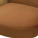 Accent Chair With Rattan Armrests And Wooden Legs Velvet For Living Room