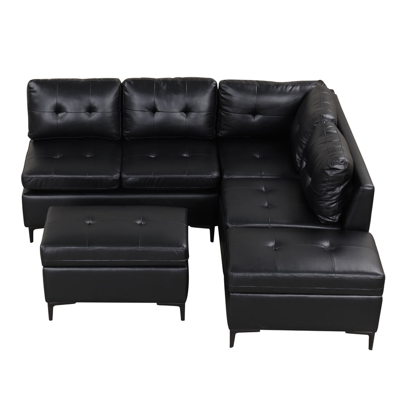 L-Shaped Corner Sofa Sectional Sofa Couch With Movable Storage Ottomans For Living Room