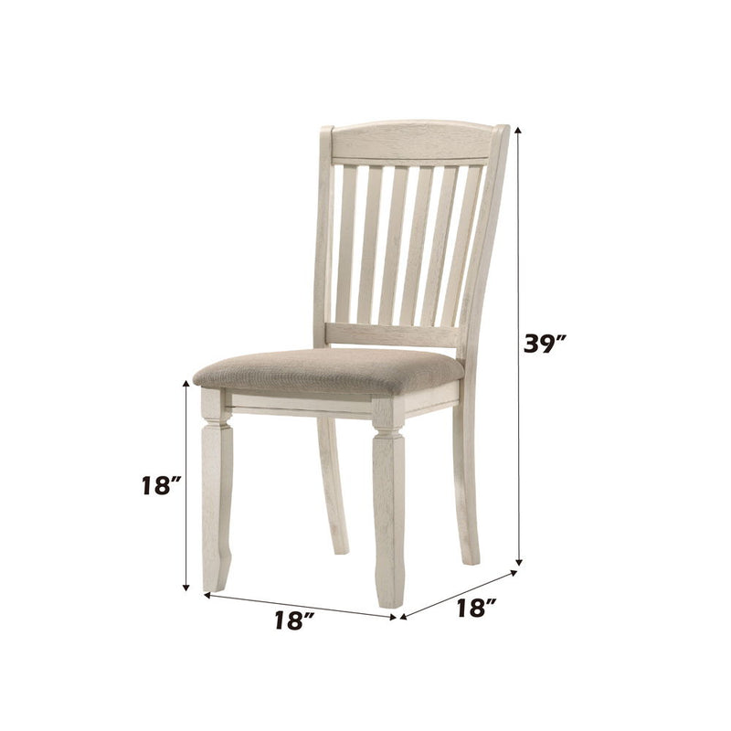 Fedele - Side Chair (Set of 2) - Tan Fabric & Cream Finish - Atlantic Fine Furniture Inc