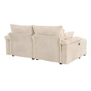 Double Chaise Lounge Set With Reversible Storage Ottomans, USB Port