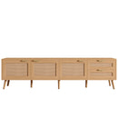 TV Stand, Media Console, 2 Drawers & Cable Management - Natural Wood
