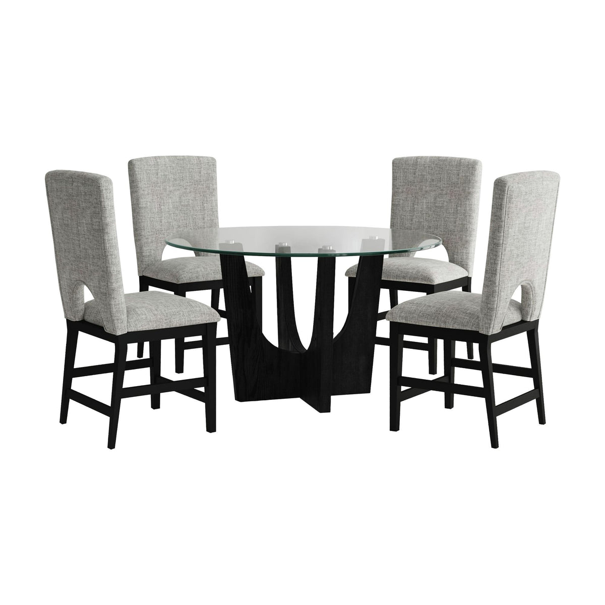 Oregon 5 Piece Counter Height Dining Set (Round Counter Table And Four Chairs) in Black by Elements International, view 2