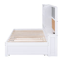 Twin Size Daybed With Storage Shelvesboard, Cork Board, USB Ports And Trundle - White