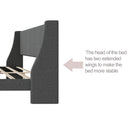 Queen Size Bed Frame Upholstered Bed Frame Platform ,Non-adjustable Headboard Linen Fabric Headboard Wooden Slats Support/No Box Spring Needed/Easy Assembly/Mattress Foundation, Light gray