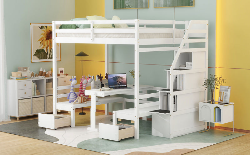 Bunk With Staircase, The Down Bed Can Be Convertible To Seats And Table Set