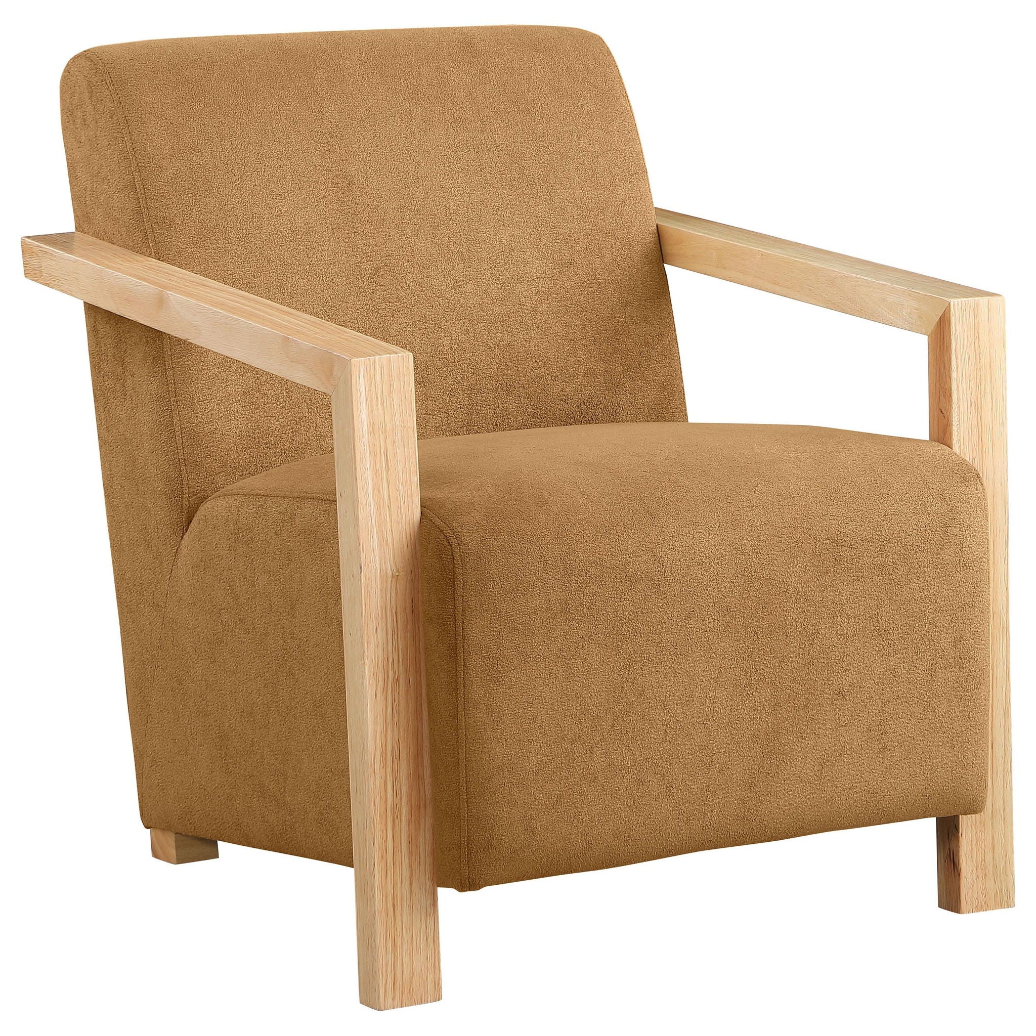 Diego Upholstered Accent Arm Chair with Wood Arms Honey - Atlantic Fine Furniture Melbourne FL