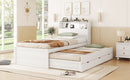 LED Platform Bed With Trundle With Storage Headboard With Drawers