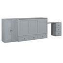 Murphy Bed With USB Port, Large Drawer, And Wardrobe / Desk Combo Versatile Cabinet Bed