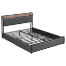 Full Bed Frame, Storage Headboard with Charging Station, Solid and Stable, Noise Free, No Box Spring Needed, Easy Assembly