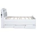 Full Size Platform Bed With Storage LED Headboard, Twin Trundle And 3 Drawers - White