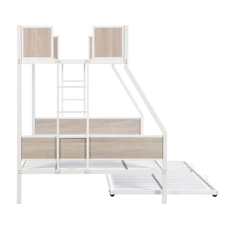 Modern Metal Bunk Bed With Side Ladders And Guardrail
