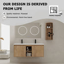 48" Wall Mounted Bathroom Vanity With Double Resin Sink And Storage Rack Soft Close Doors Plywood Construction - Imitative Oak