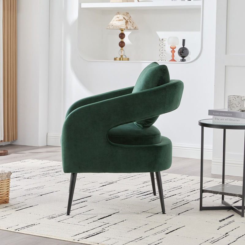 Open Back Accent Chair, Round Sofa Leisure Lounge - Green
