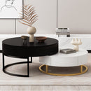 Modern Round Lift-Top Nesting Coffee Tables With 2 Drawers