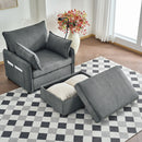 Comfy Corduroy Oversized Chaise Lounge Chair With Ottoman And Storage