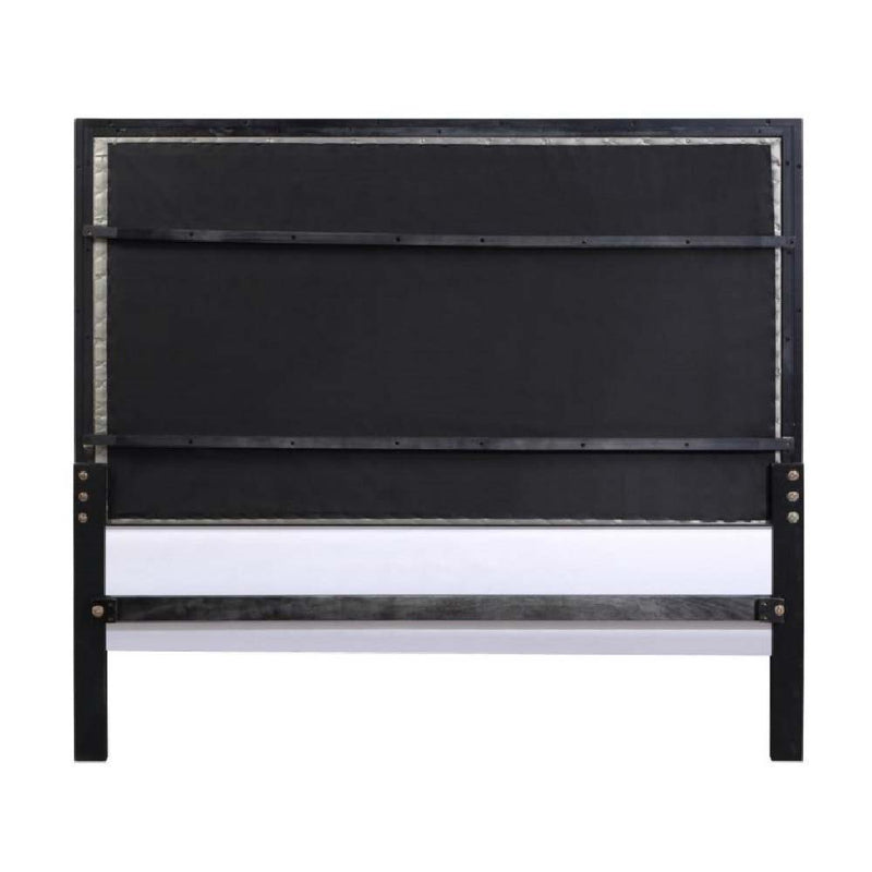 Nicola - Queen Bed - Silver Synthetic Leather & Black