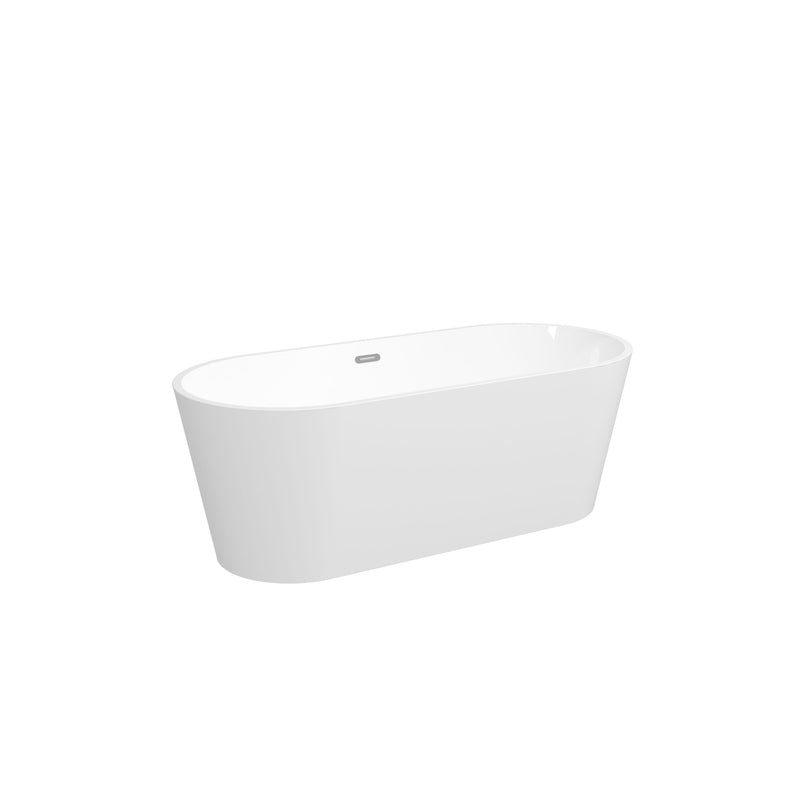 Freestanding Bathtub, Modern & Contemporary Design Soaking Tub With Toe-Tap Drain In Chrome And Classic Slotted Overflow