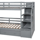 Bunk Bed With Storage Staircase, Slide, Desk, Drawers, And Shelves
