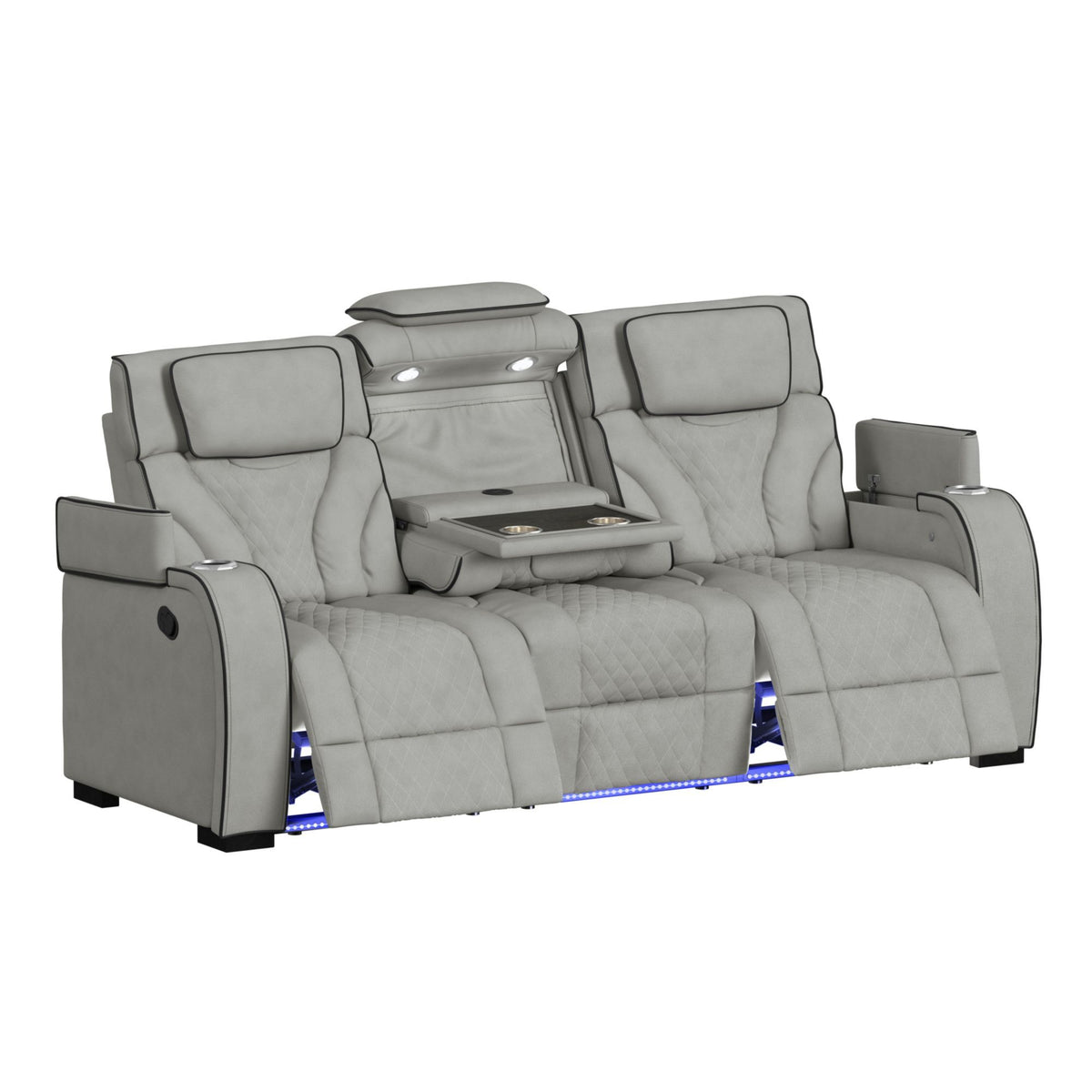 Blitz Motion Sofa With DDT, Reading Light, Wireless Charger And LED in Dark Gray by Elements International, view 8