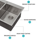 Double Bowl Drop In Sink, Stainless Steel With 50 / 50 Basins 18 Gauge - Brushed Nickel