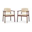 Dining Room Chairs, Ideal For Home & Kitchen (Set of 2) - Beige / Dark Walnut