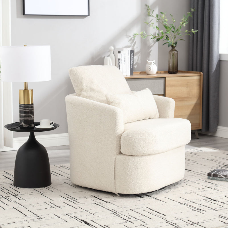 Modern Barrel Comfy Round Accent Sofa Chair, 360 Degree Swivel