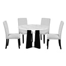 5 Piece Round Dining Table Set, Modern Dining Table And 4 Upholstered Chairs For Dining Room