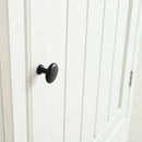 Retro Style 75'' Tall Display Shelf With Cabinet For Hallways Living Room Kitchen - White