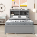 Full Size Platform Bed With Trundle, Drawers, USB Ports And Built In Shelves - Gray