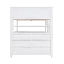 Full size Loft Bed with Drawers and Desk, Wooden Loft Bed with Shelves - White(OLD SKU:LT001529AAK)