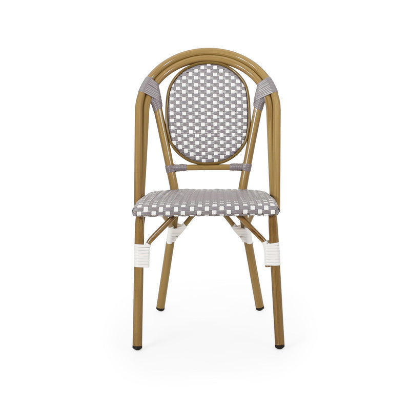 Outdoor Rattan And Aluminum French Bistro Chair Set