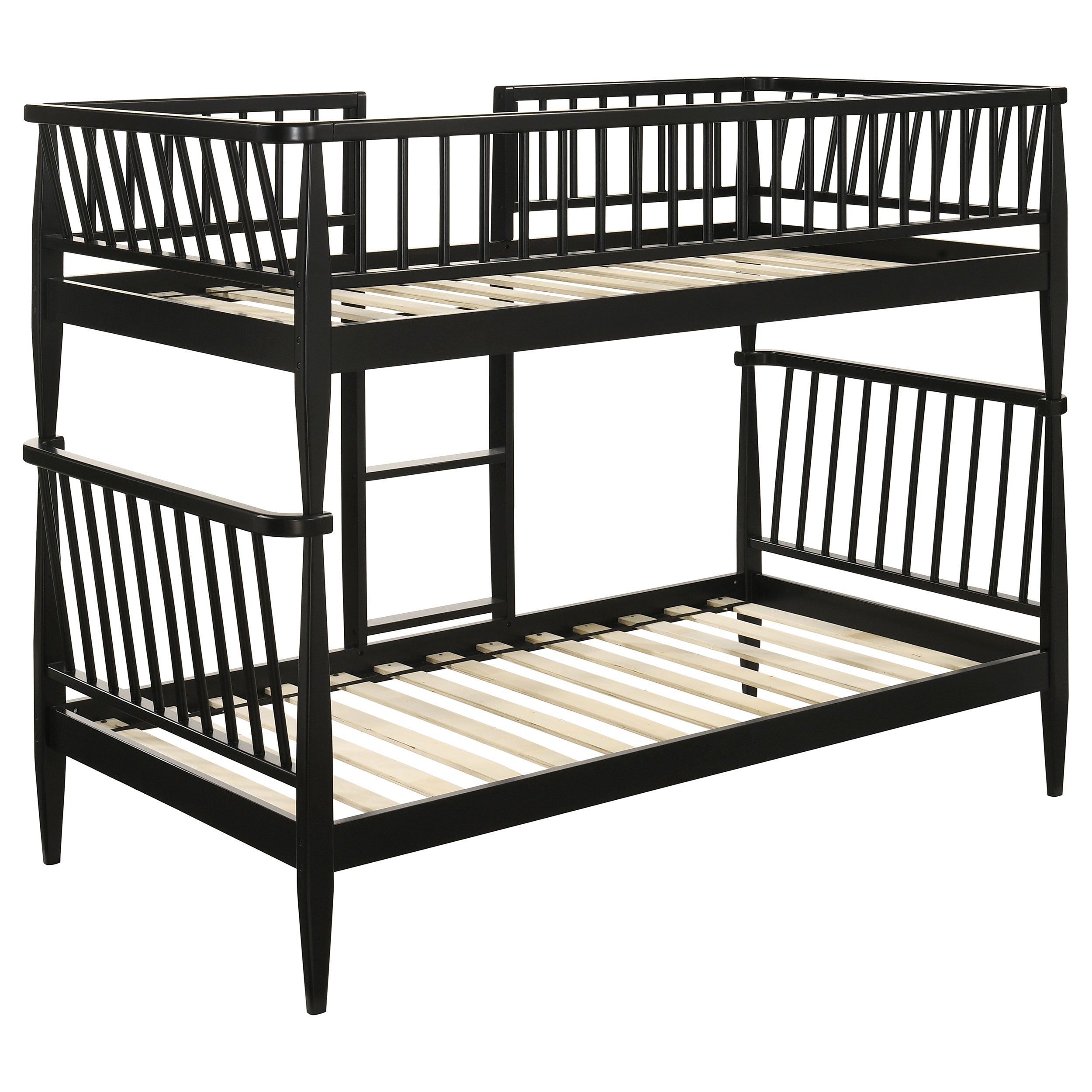 Abram Windsor Twin Over Twin Wood Bunk Bed with Ladder Black — view 4