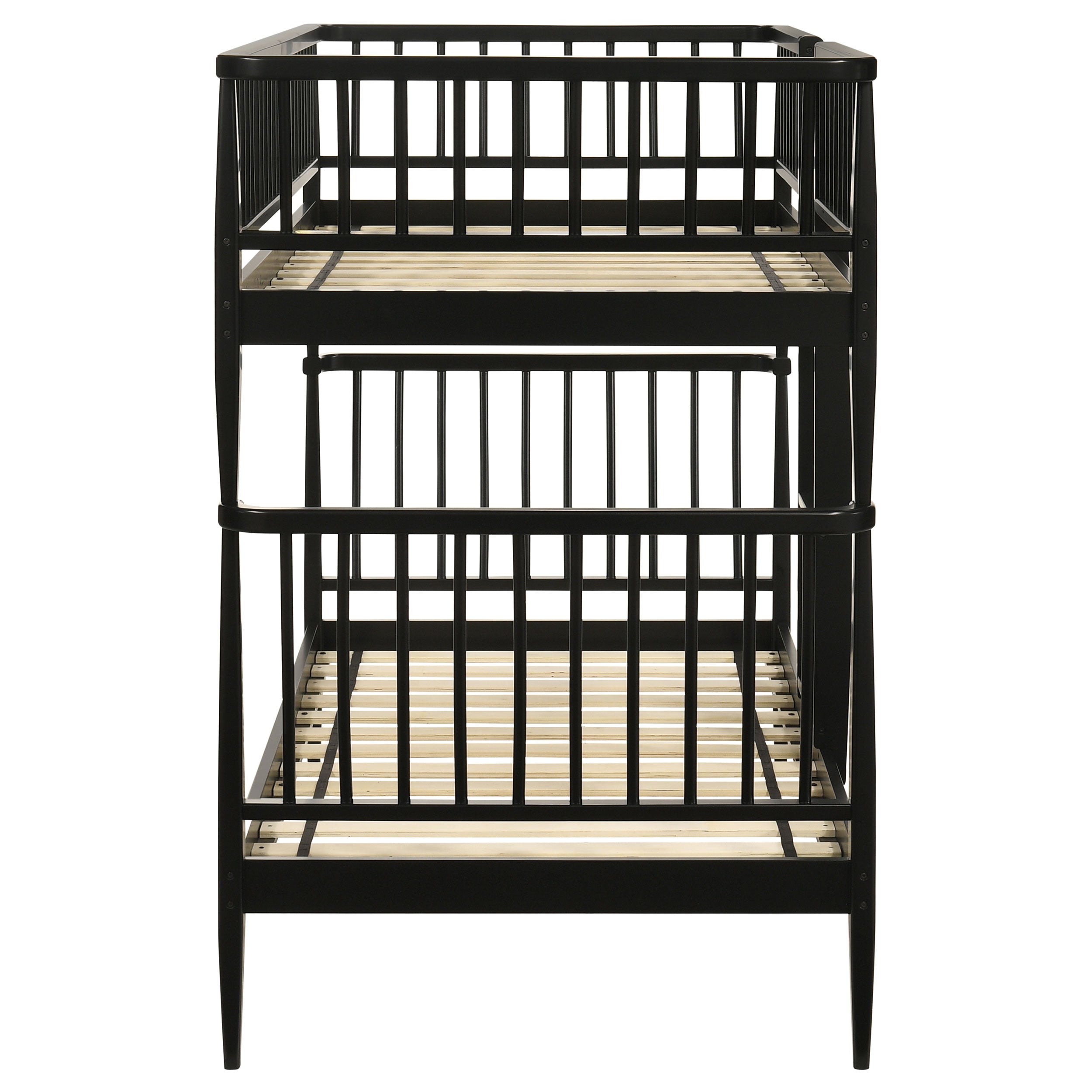 Abram Windsor Twin Over Twin Wood Bunk Bed with Ladder Black — view 5