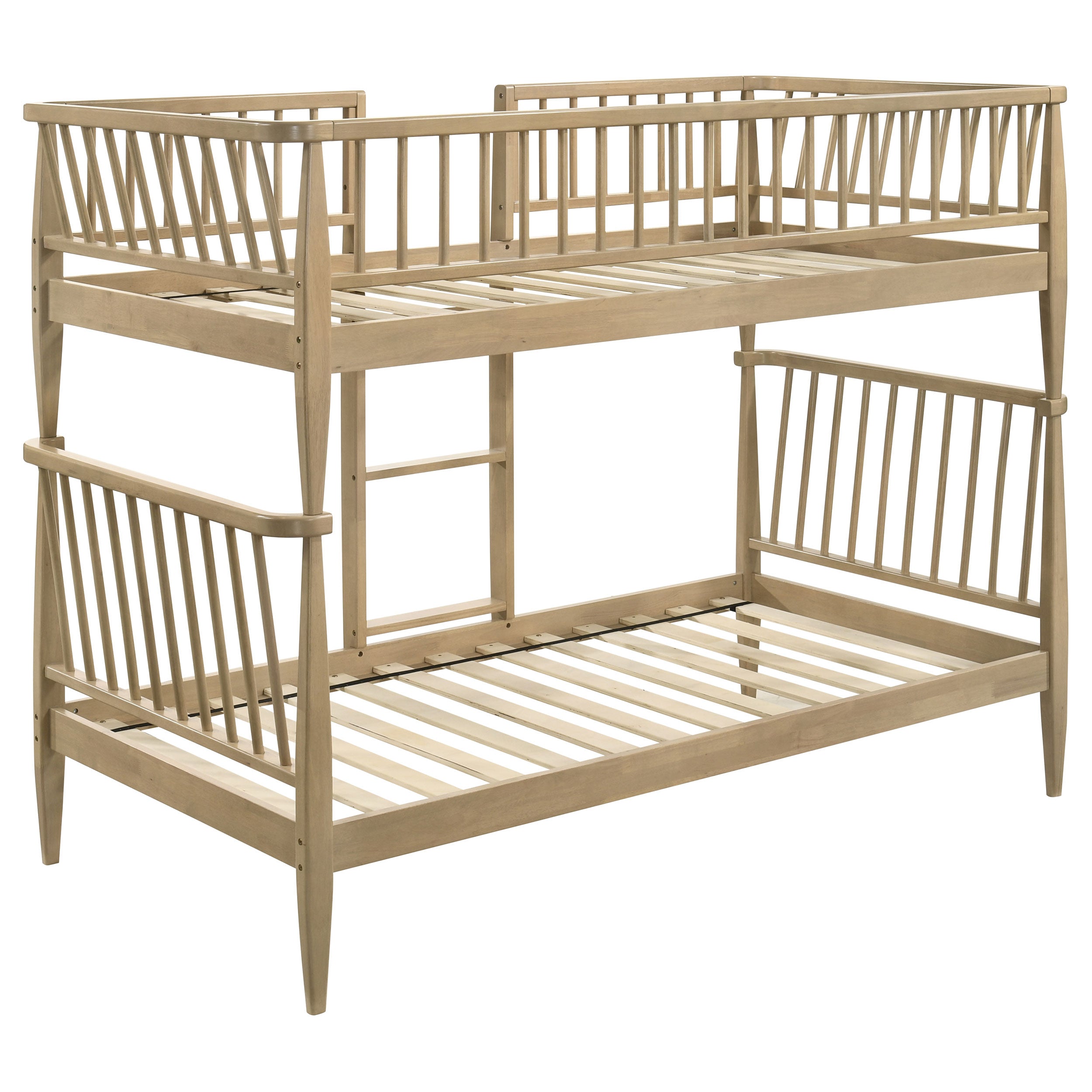 Abram Windsor Twin Over Twin Wood Bunk Bed with Ladder Almond — view 4