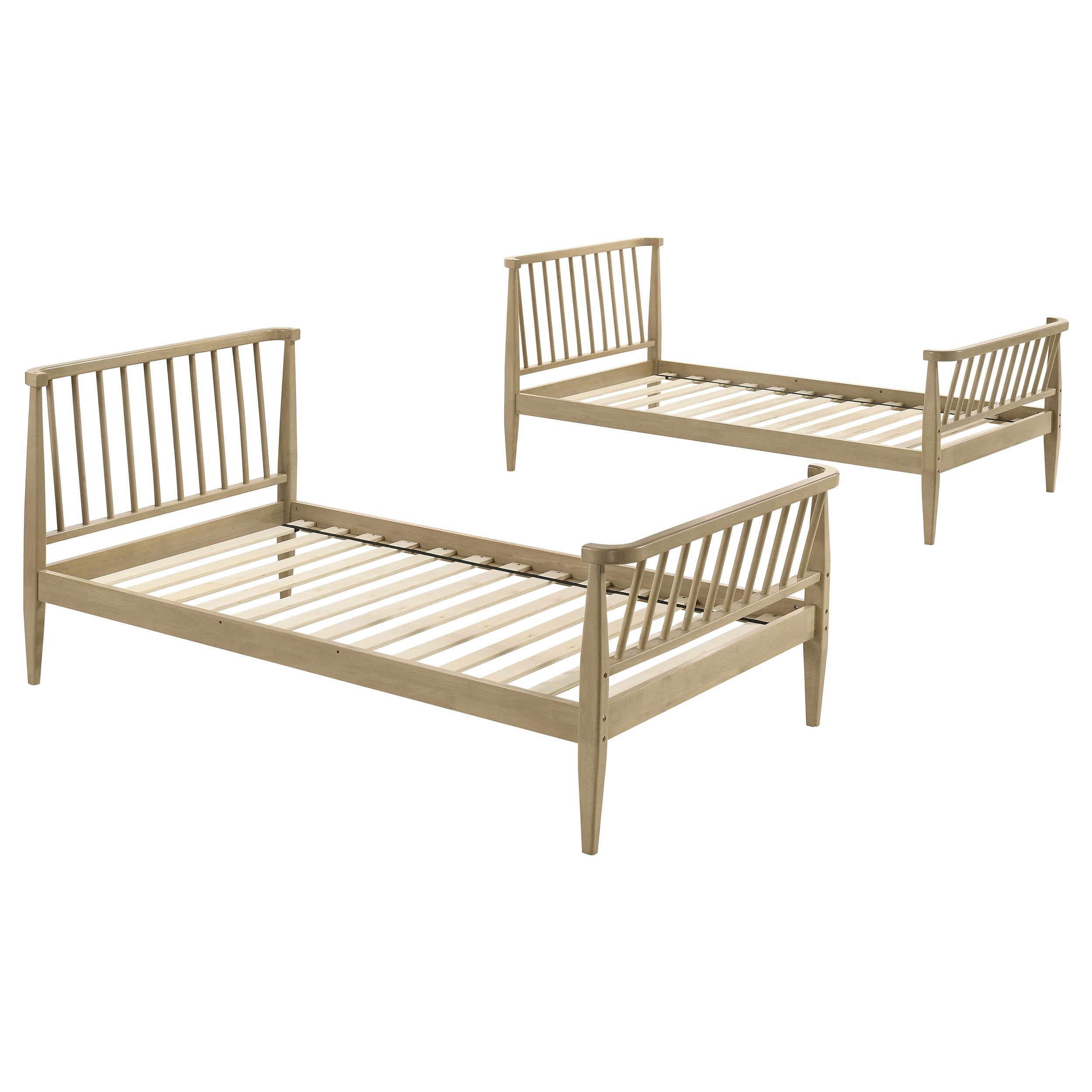 Abram Windsor Twin Over Twin Wood Bunk Bed with Ladder Almond — view 7