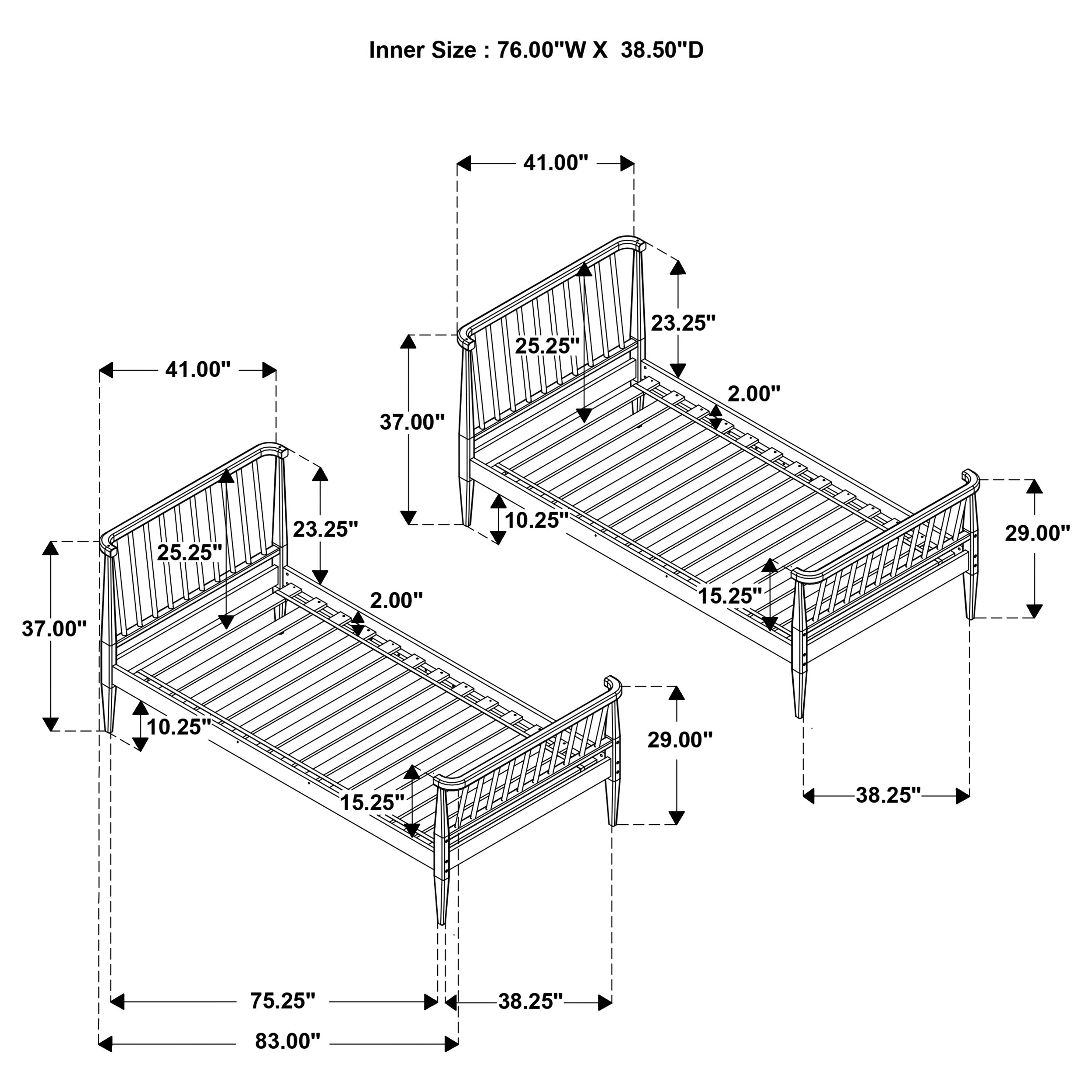 Abram Windsor Twin Over Twin Wood Bunk Bed with Ladder Almond — view 10